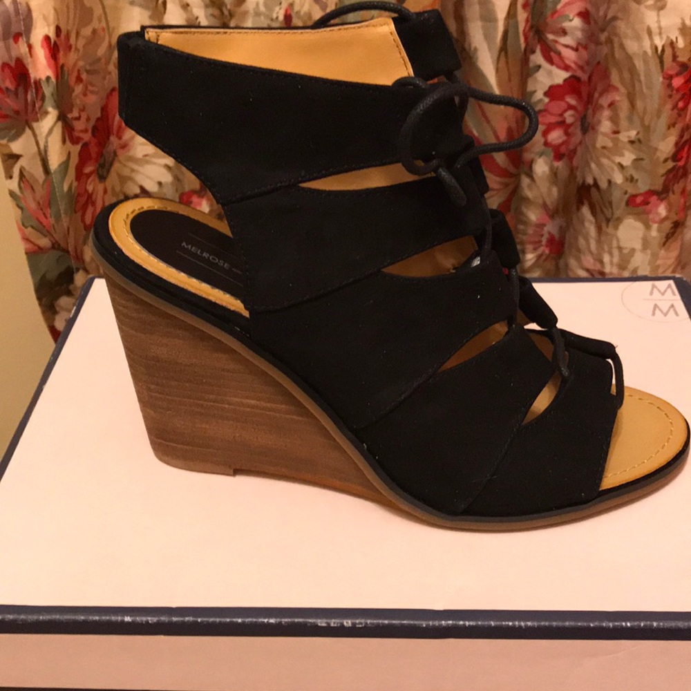 Black wedge sandals